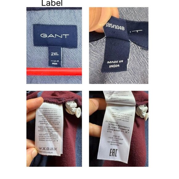 90s vintage GANT striped cotton collared rugby shirt polo unisex mens large 2XL - Picture 8 of 8